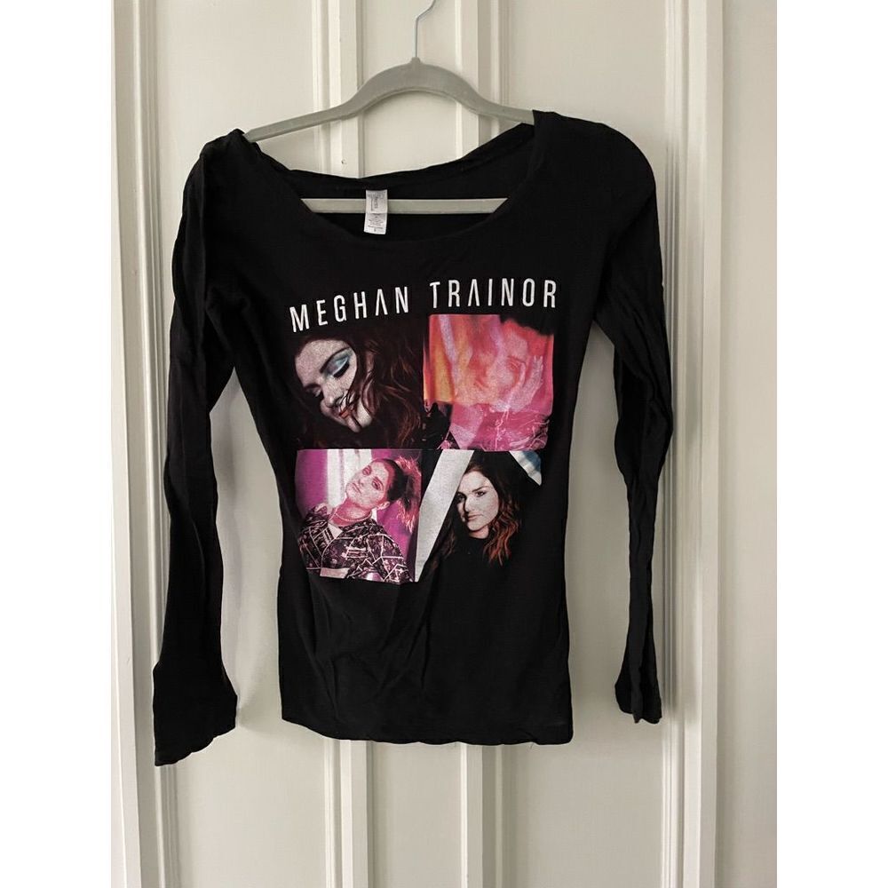 Meghan Trainor black cotton long sleeve graphic t-shirt S